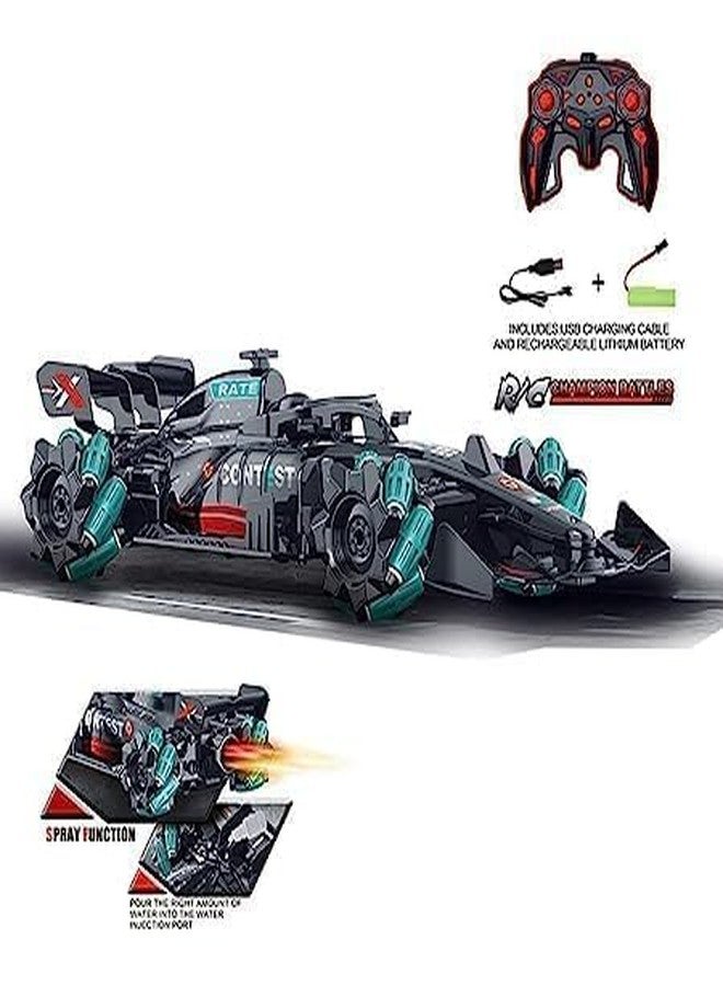 Oupstrive Rechargeable F1 Super Drifter 360 Rotation Remote Control Smoke car with LED Lights | Stunt High Speed Race Remote Control Fast Stunt Toy Car for Kids (Multicolor, Pack of 1) - Image 2